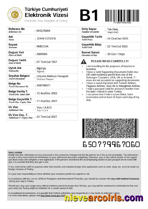 Turkey e-visa